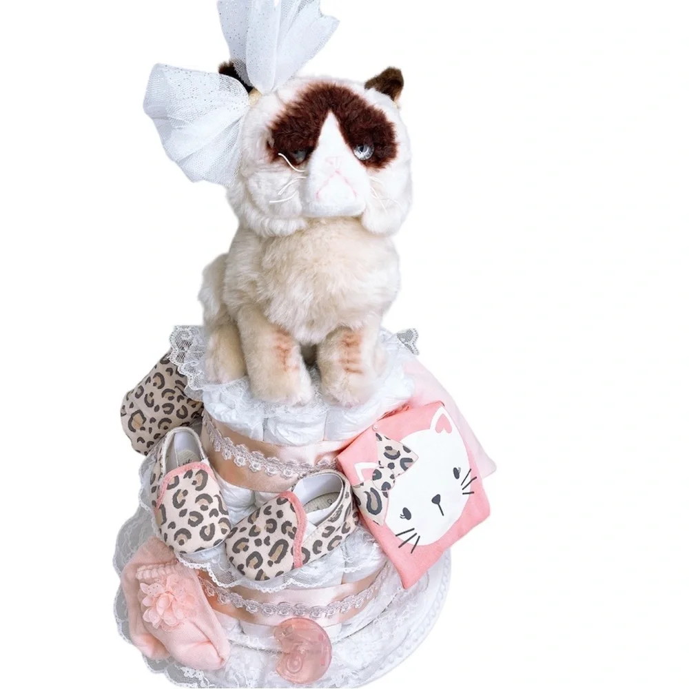 Kitten Girl Diaper Cake, Baby shower gift